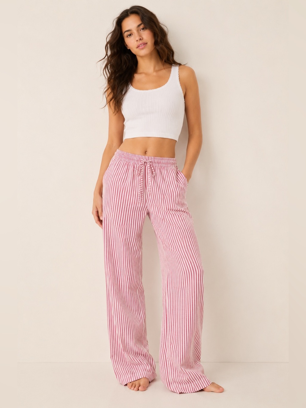 GapBody Coastal Stripe Lounge Pants XXS Red White Drawstring Pajama Pants